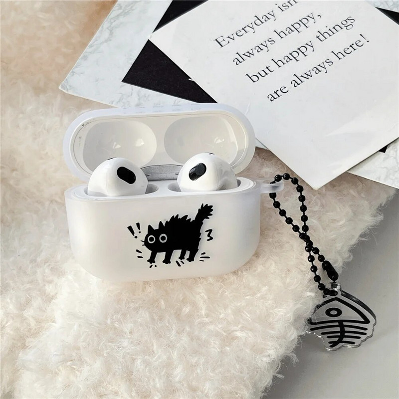 Κορεάτικο Cartoon Cute Cat Airpod Θήκη για AirPods 1 2 3 Pro 2 Airpods Pro Θήκη σιλικόνης TPU κάλυμμα με κρεμαστό μπρελόκ