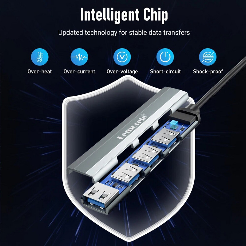 Lemorele USB centrmezgls C tipa centrmezgls USB3.0 OTG 4 portu USB C/A centrmezgls Multi Splitter Adapter klēpjdatora piederumi Lenovo Macbook Pro