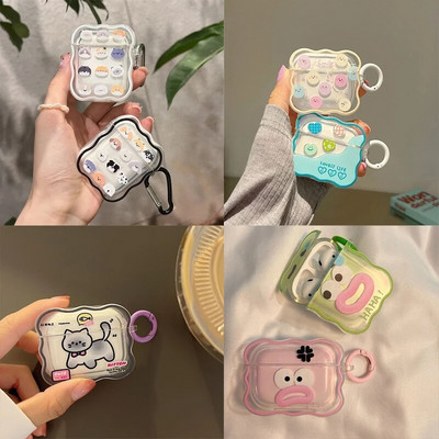 Ins Korean Cute Cartoon Couples Κάλυμμα ακουστικών για Airpods 1 2 3 Ακουστικά Coque Soft Wave Θήκη για Apple Airpod Pro 2nd Keyring