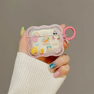 Ins coreeană cupluri de desene animate drăguț capac căști pentru Airpods 1 2 3 căști coque husă cu val moale pentru Apple Airpod Pro 2nd breloc