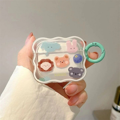 Ins coreeană cupluri de desene animate drăguț capac căști pentru Airpods 1 2 3 căști coque husă cu val moale pentru Apple Airpod Pro 2nd breloc