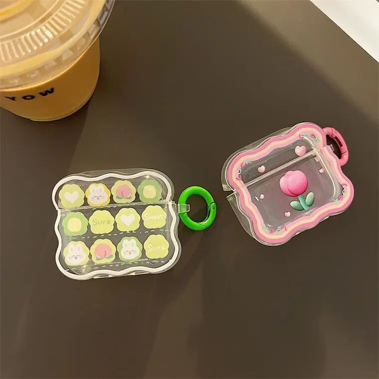 Ins Korean Cute Cartoon Couples Κάλυμμα ακουστικών για Airpods 1 2 3 Ακουστικά Coque Soft Wave Θήκη για Apple Airpod Pro 2nd Keyring