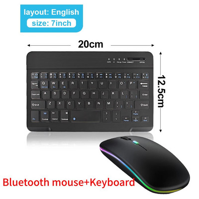 Ασύρματο πληκτρολόγιο Bluetooth Ποντίκι επαναφορτιζόμενο για iOS Android Tablet Windows για iPad Air Mini Pro Αγγλικό Ρωσικό πληκτρολόγιο