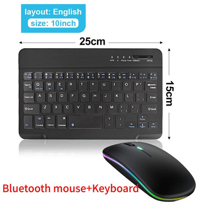 Ασύρματο πληκτρολόγιο Bluetooth Ποντίκι επαναφορτιζόμενο για iOS Android Tablet Windows για iPad Air Mini Pro Αγγλικό Ρωσικό πληκτρολόγιο