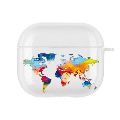 Husă Clear World Map pentru AirPods Pro 2 Husă pentru AirPods Pro 3 2 1 pro2 Husă Husă din silicon moale pentru airpod pro 2nd Generation