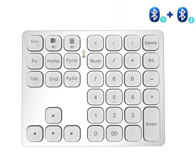 Atkārtoti uzlādējama ciparu tastatūra Bluetooth 36 taustiņi Bluetooth bezvadu tastatūra ciparu tastatūras mini ārējā ciparatastatatūra datu ievade