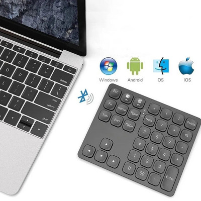 Atkārtoti uzlādējama ciparu tastatūra Bluetooth 36 taustiņi Bluetooth bezvadu tastatūra ciparu tastatūras mini ārējā ciparatastatatūra datu ievade