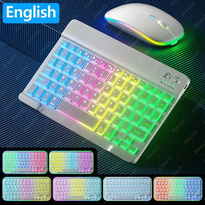 Φορητό εξαιρετικά λεπτό πληκτρολόγιο tablet Επαναφορτιζόμενο με οπίσθιο φωτισμό Ασύρματο πληκτρολόγιο Bluetooth για iPad Όλα τα tablet iOS Android Windows