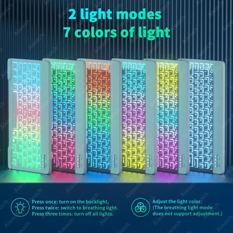 Φορητό εξαιρετικά λεπτό πληκτρολόγιο tablet Επαναφορτιζόμενο με οπίσθιο φωτισμό Ασύρματο πληκτρολόγιο Bluetooth για iPad Όλα τα tablet iOS Android Windows