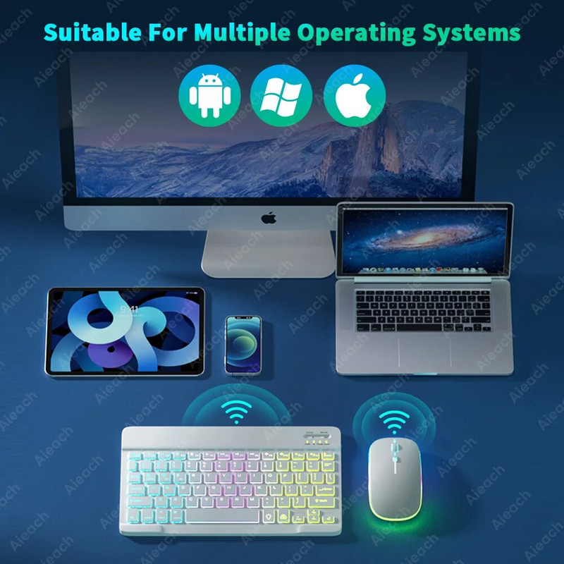 Φορητό εξαιρετικά λεπτό πληκτρολόγιο tablet Επαναφορτιζόμενο με οπίσθιο φωτισμό Ασύρματο πληκτρολόγιο Bluetooth για iPad Όλα τα tablet iOS Android Windows