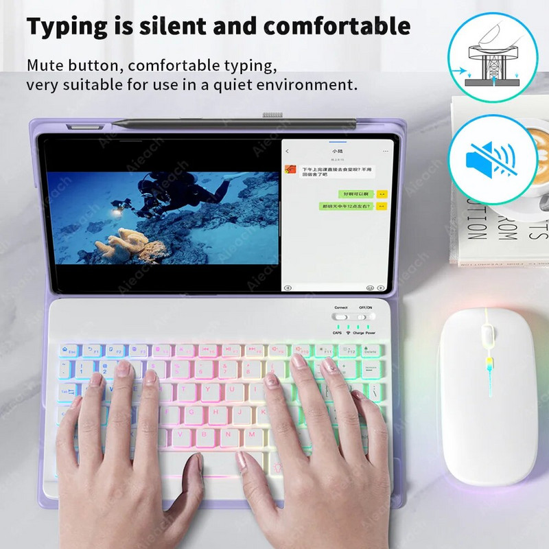 Φορητό εξαιρετικά λεπτό πληκτρολόγιο tablet Επαναφορτιζόμενο με οπίσθιο φωτισμό Ασύρματο πληκτρολόγιο Bluetooth για iPad Όλα τα tablet iOS Android Windows