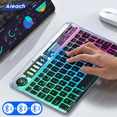 Jauna caurspīdīga fona apgaismojuma planšetdatora tastatūra iPad Xiaomi Lenovo Samsung planšetdatora tālruņa Bluetooth tastatūra operētājsistēmai Android iOS Windows