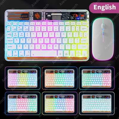 Jauna caurspīdīga fona apgaismojuma planšetdatora tastatūra iPad Xiaomi Lenovo Samsung planšetdatora tālruņa Bluetooth tastatūra operētājsistēmai Android iOS Windows