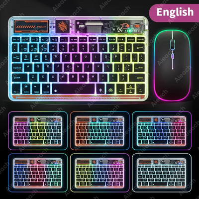 Jauna caurspīdīga fona apgaismojuma planšetdatora tastatūra iPad Xiaomi Lenovo Samsung planšetdatora tālruņa Bluetooth tastatūra operētājsistēmai Android iOS Windows