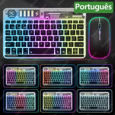 Jauna caurspīdīga fona apgaismojuma planšetdatora tastatūra iPad Xiaomi Lenovo Samsung planšetdatora tālruņa Bluetooth tastatūra operētājsistēmai Android iOS Windows