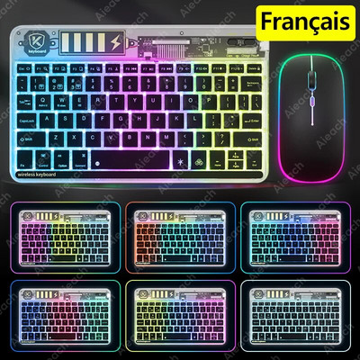 Jauna caurspīdīga fona apgaismojuma planšetdatora tastatūra iPad Xiaomi Lenovo Samsung planšetdatora tālruņa Bluetooth tastatūra operētājsistēmai Android iOS Windows