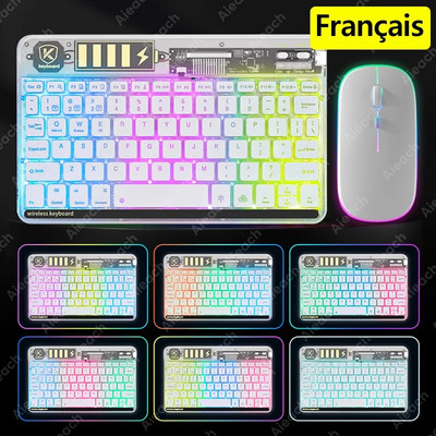 Jauna caurspīdīga fona apgaismojuma planšetdatora tastatūra iPad Xiaomi Lenovo Samsung planšetdatora tālruņa Bluetooth tastatūra operētājsistēmai Android iOS Windows