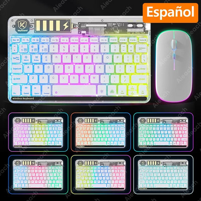 Jauna caurspīdīga fona apgaismojuma planšetdatora tastatūra iPad Xiaomi Lenovo Samsung planšetdatora tālruņa Bluetooth tastatūra operētājsistēmai Android iOS Windows