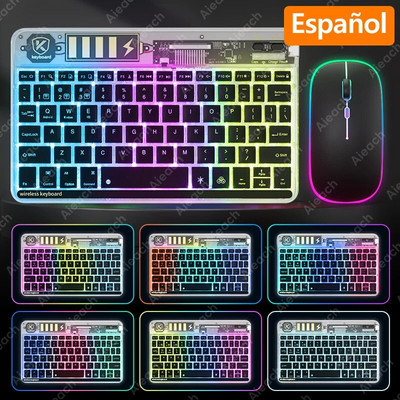 Jauna caurspīdīga fona apgaismojuma planšetdatora tastatūra iPad Xiaomi Lenovo Samsung planšetdatora tālruņa Bluetooth tastatūra operētājsistēmai Android iOS Windows