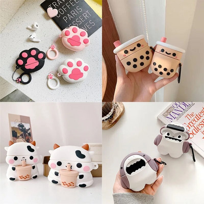 3D Cat Paw karikatūra silikona austiņu maciņš priekš Apple Airpods Pro 3 bezvadu Bluetooth austiņu aizsargvāciņš Sweet Cute Anti-Lost