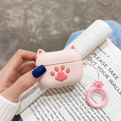 3D Cat Paw karikatūra silikona austiņu maciņš priekš Apple Airpods Pro 3 bezvadu Bluetooth austiņu aizsargvāciņš Sweet Cute Anti-Lost