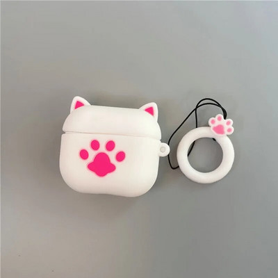3D Cat Paw karikatūra silikona austiņu maciņš priekš Apple Airpods Pro 3 bezvadu Bluetooth austiņu aizsargvāciņš Sweet Cute Anti-Lost