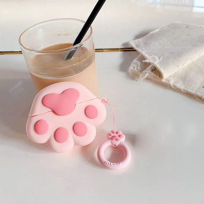 3D Cat Paw karikatūra silikona austiņu maciņš priekš Apple Airpods Pro 3 bezvadu Bluetooth austiņu aizsargvāciņš Sweet Cute Anti-Lost