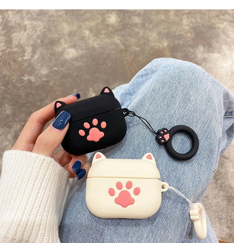 3D Cat Paw karikatūra silikona austiņu maciņš priekš Apple Airpods Pro 3 bezvadu Bluetooth austiņu aizsargvāciņš Sweet Cute Anti-Lost