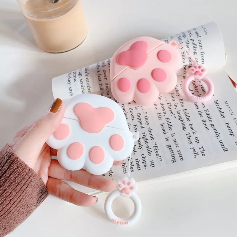 3D Cat Paw karikatūra silikona austiņu maciņš priekš Apple Airpods Pro 3 bezvadu Bluetooth austiņu aizsargvāciņš Sweet Cute Anti-Lost