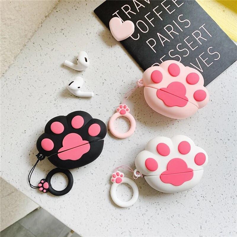 3D Cat Paw karikatūra silikona austiņu maciņš priekš Apple Airpods Pro 3 bezvadu Bluetooth austiņu aizsargvāciņš Sweet Cute Anti-Lost
