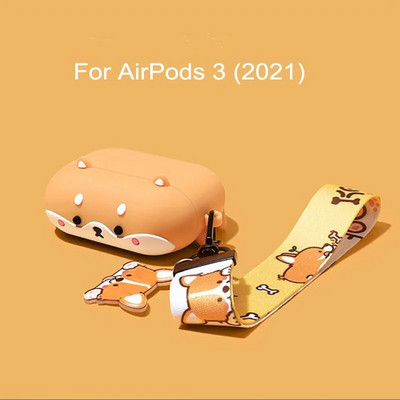 INS Armsad 3D Shiba Inu Dog silikoonist kõrvaklappide ümbrised Apple AirPods 1 2 Pro 3 Bluetoothi peakomplekti karbi jaoks Air Pods Pro kate