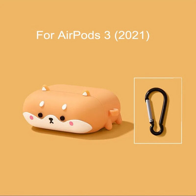 INS Armsad 3D Shiba Inu Dog silikoonist kõrvaklappide ümbrised Apple AirPods 1 2 Pro 3 Bluetoothi peakomplekti karbi jaoks Air Pods Pro kate