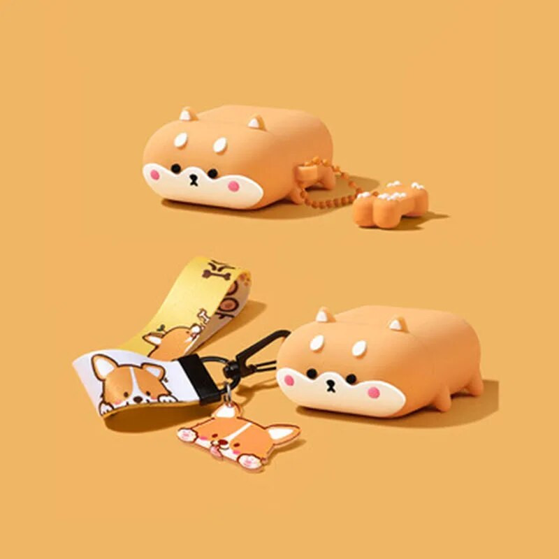 INS Armsad 3D Shiba Inu Dog silikoonist kõrvaklappide ümbrised Apple AirPods 1 2 Pro 3 Bluetoothi peakomplekti karbi jaoks Air Pods Pro kate