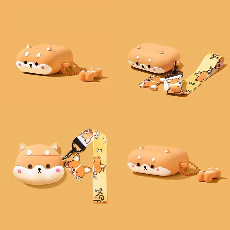 INS Armsad 3D Shiba Inu Dog silikoonist kõrvaklappide ümbrised Apple AirPods 1 2 Pro 3 Bluetoothi peakomplekti karbi jaoks Air Pods Pro kate