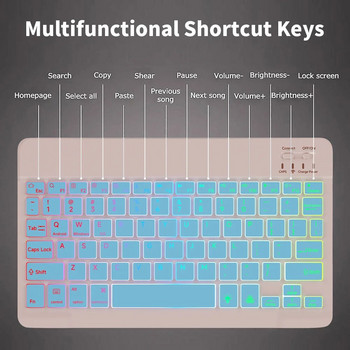 Безжична клавиатура с подсветка за iOS Android Windows системи Акумулаторна подсветка 10 инча Teclado за Mac iPad MatePad лаптоп