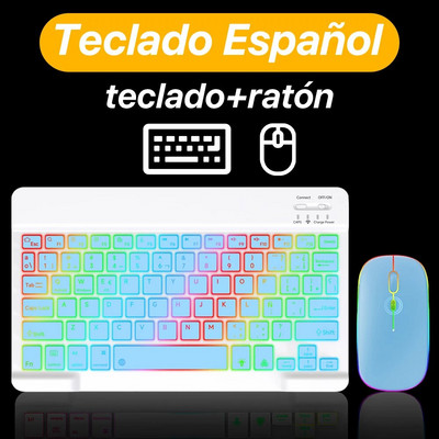 CASEPOKE fona apgaismojuma bezvadu tastatūra priekš iPad iPhone Android iOS Windows Bluetooth tastatūra Samsung Huawei planšetdatoram