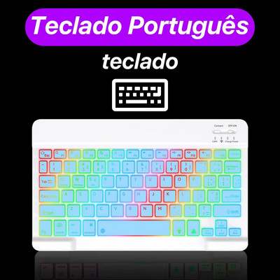 CASEPOKE fona apgaismojuma bezvadu tastatūra priekš iPad iPhone Android iOS Windows Bluetooth tastatūra Samsung Huawei planšetdatoram