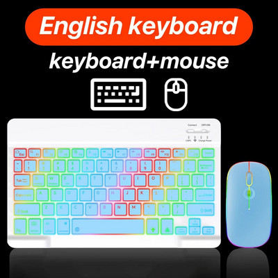 CASEPOKE fona apgaismojuma bezvadu tastatūra priekš iPad iPhone Android iOS Windows Bluetooth tastatūra Samsung Huawei planšetdatoram