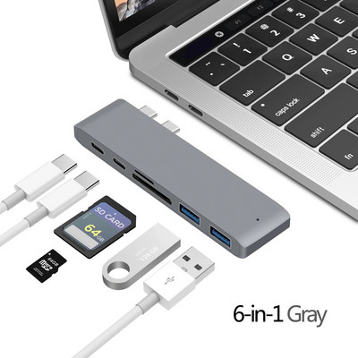 Adaptor Hub USB 3.1 tip C la HDMI 4K Thunderbolt 3 Hub USB C 3.0 TF Slot pentru cititor SD PD pentru cip MacBook Air Pro M3 M2 M1