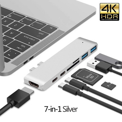 Adaptor Hub USB 3.1 tip C la HDMI 4K Thunderbolt 3 Hub USB C 3.0 TF Slot pentru cititor SD PD pentru cip MacBook Air Pro M3 M2 M1