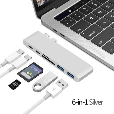 Adaptor Hub USB 3.1 tip C la HDMI 4K Thunderbolt 3 Hub USB C 3.0 TF Slot pentru cititor SD PD pentru cip MacBook Air Pro M3 M2 M1