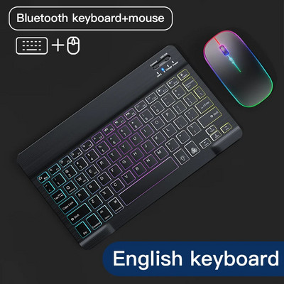 Για πληκτρολόγιο iPad και ποντίκι Πληκτρολόγιο Bluetooth με οπίσθιο φωτισμό για Android iOS Ασύρματο πληκτρολόγιο Tablet Samsung για κινητό τηλέφωνο