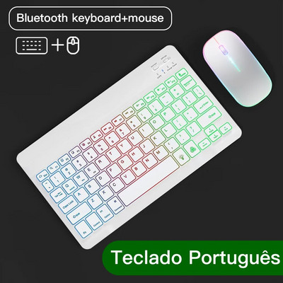 Για πληκτρολόγιο iPad και ποντίκι Πληκτρολόγιο Bluetooth με οπίσθιο φωτισμό για Android iOS Ασύρματο πληκτρολόγιο Tablet Samsung για κινητό τηλέφωνο