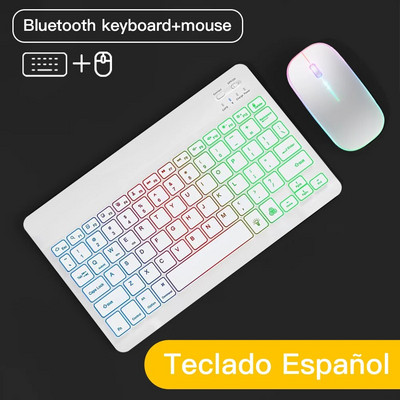 Για πληκτρολόγιο iPad και ποντίκι Πληκτρολόγιο Bluetooth με οπίσθιο φωτισμό για Android iOS Ασύρματο πληκτρολόγιο Tablet Samsung για κινητό τηλέφωνο