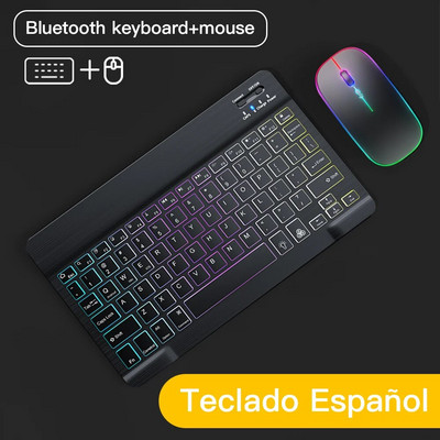 Για πληκτρολόγιο iPad και ποντίκι Πληκτρολόγιο Bluetooth με οπίσθιο φωτισμό για Android iOS Ασύρματο πληκτρολόγιο Tablet Samsung για κινητό τηλέφωνο