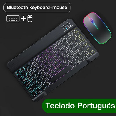 Για πληκτρολόγιο iPad και ποντίκι Πληκτρολόγιο Bluetooth με οπίσθιο φωτισμό για Android iOS Ασύρματο πληκτρολόγιο Tablet Samsung για κινητό τηλέφωνο