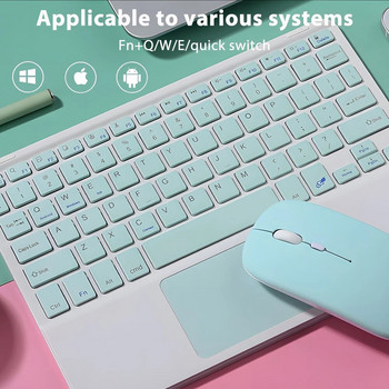 CASEPOKE За iPad Безжична клавиатура с тъчпад За Xiaomi Samsung Huawei Android iOS Windows Bluetooth клавиатура и мишка
