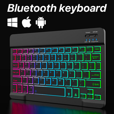 Подсветка Подсветка Безжична клавиатура и мишка за iOS Android Windows Bluetooth клавиатура за мобилен телефон Ipad 10 инча устройства