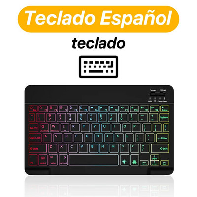 Tastatură și mouse fără fir cu iluminare din spate iluminate din spate pentru iOS Android Windows Tastatură Bluetooth pentru telefon mobil Ipad Dispozitive de 10 inchi
