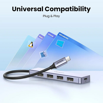 UGREEN USB C хъб 4 порта USB тип C към USB 3.0 хъб сплитер адаптер за MacBook Pro iPad Pro Samsung Galaxy Note 10 S10 USB хъб